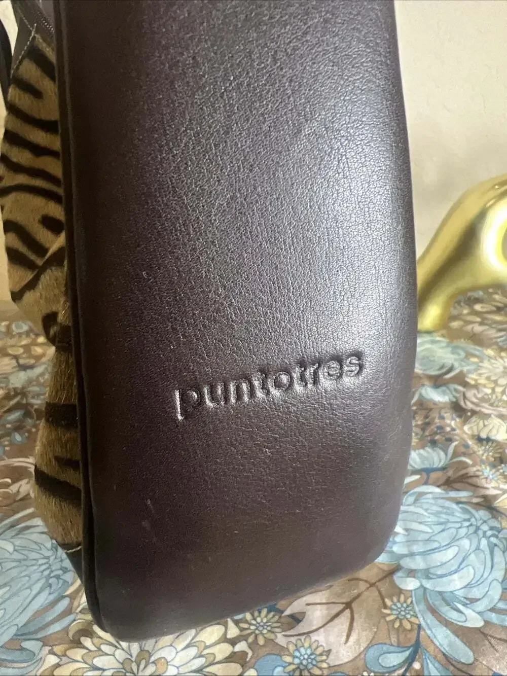 PUNTOTRES MADE IN Spain ANIMAL HAIR Leather SHOULDER BAG PURSE Fall Trend